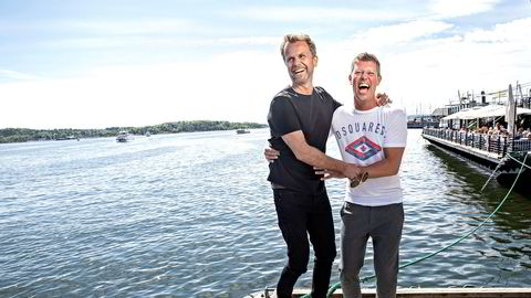 Jan Fredrik Karlsen har ingen planer om å gjøre comeback som talentdommer på tv. Nå har han nok å gjøre som kreativ leder i eventselskapet All-in. Her sammen med daglig leder Jens Nesse på Aker Brygge i Oslo.