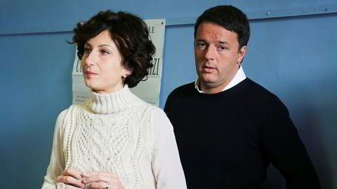 Italias statsminister Matteo Renzi og kona Agnese stemte i Pontassieve ved Firenze søndag formiddag. Om kvelden vil han delta på en valgvake i Roma.