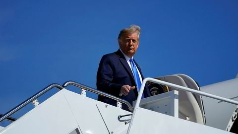 President Donald Trump på vei til et valgkampmøte i Nord-Carolina for noen dager siden. I løpet av den siste måneden har Trump ved flere anledninger unnlatt å svare på om han vil respektere resultatet av det amerikanske presidentvalget.