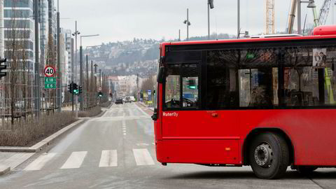 Buss i Bjørvika i Oslo.