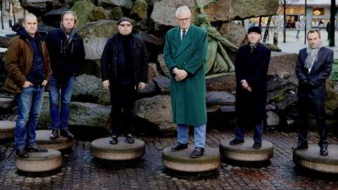 Halvparten av årets musikkjury avbildet i Bergen. Fra venstre: Nils Jørgen Selvik, Lasse Berntzen, Magne Fonn Hafskor, Thorstein Selvik, John Andersen, og Audun Hasti.