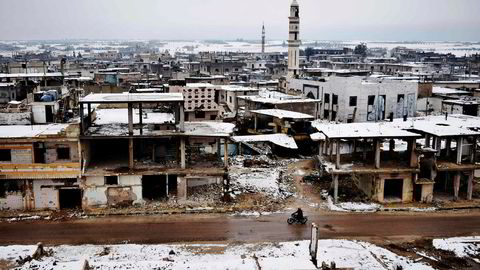 Bildet, som fra denne uken, viser ødelagte bygninger i Homs i Syria.