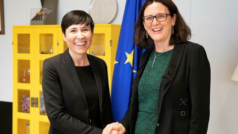 Utenriksminister Ine Eriksen Søreide møtte EUs handelskommissær Cecilia Malmström i Brussel tirsdag denne uken.
