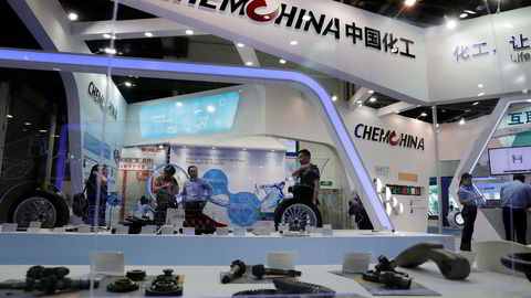 China National Chemical Corp. kjøper Syngenta. Dette bildet er fra en industrimesse i Shanghai i fjor høst.