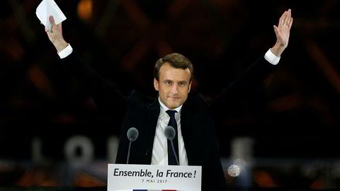 Emmanuel Macron takker tusenvis av tilhengere etter å ha vunnet det franske presidentvalget.