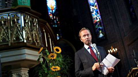Trond Giske var Kirke- og kulturminister fra 2005 til 2009. Her fra en pressekonferanse i Trefoldighetskirken i 2009.