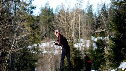 Anders Aukland staker seg gjennom Lommedalen i sin 25. sesong som seniorløper. Den første femmila i Holmenkollen gikk han i 1993.