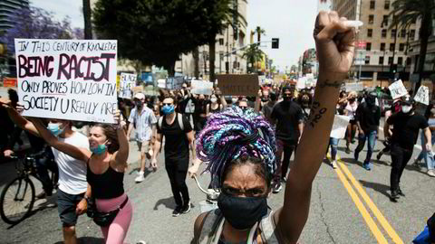 Protestene fortsetter i amerikanske storbyer – her fra Hollywood på tirsdag.