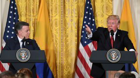 President Donald Trump kalte krisen i Venezuela en skam for menneskeheten under en felles presskonferanse med Colombias President Juan Manuel Santos i Det hvite hus.