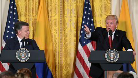 President Donald Trump kalte krisen i Venezuela en skam for menneskeheten under en felles presskonferanse med Colombias President Juan Manuel Santos i Det hvite hus.