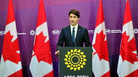 Canadas statsminister Justin Trudeau, her fra en tale til stillehavslandenes APEC-toppmøt før helgen.