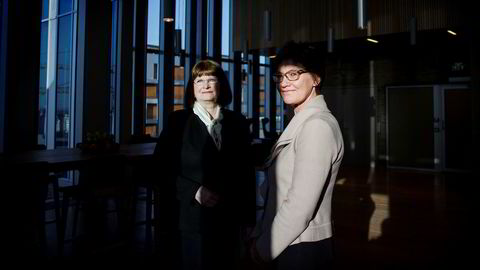 DNBs styreleder Anne Carine Tanum (til venstre) tar ikke gjenvalg, og Olaug Svarva er foreslått som ny styreleder fra generalforsamlingen i april. Begge mener banken har samlet inn nok kapital i årene som er gått.