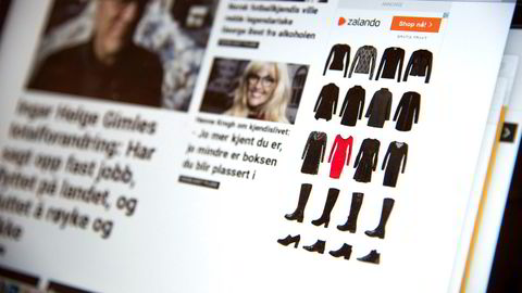 Annonser følger etter oss inn på andre nettsteder enn nettbutikkene. Denne Zalando-annonsen dukket opp i Dagbladet to dager etter det egentlig søket på Zalando.