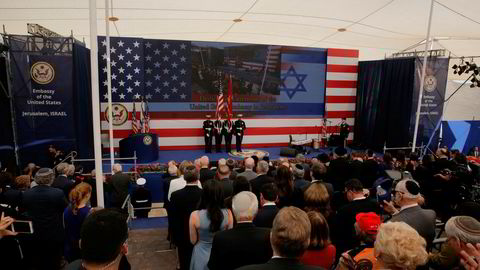 USA åpnet mandag sin omstridte ambassade i Jerusalem, etter å ha erklært den okkuperte byen for Israels hovedstad. Foto: AP / NTB scanpix