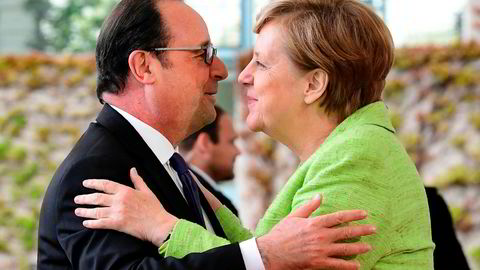 Tysklands forbundskansler Angela Merkel hadde mandag et møte med Frankrikes avtroppende president Francois Hollande i Berlin.