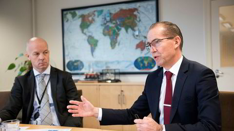 Administrerende direktør Ivar Brandvold i Fred. Olsen Energy (t.h.) og finansdirektør Hjalmar Krogseth Moe.