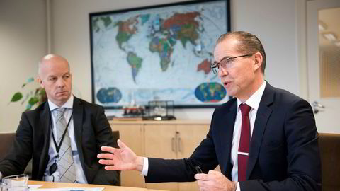 Administrerende direktør Ivar Brandvold i Fred. Olsen Energy (t.h.) og finansdirektør Hjalmar Krogseth Moe.