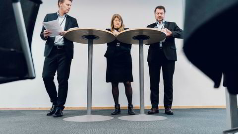 Statoil-toppene tok selvkritikk da to granskningsrapporter ble lagt frem fredag. Fra venstre Jens Økland, Margareth Øvrum og Geir Tungesvik. De to sistnevnte har ansvar for boreoperasjonene.