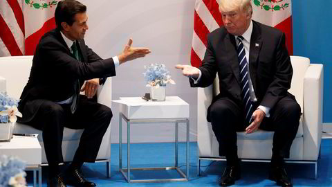 Mexicos president Enrique Peña Nieto (t.v.) møtte USAs president Donald Trump i Hamburg fredag.