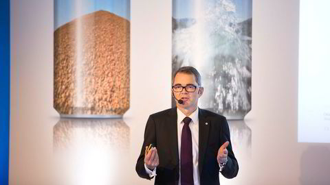 Hydro-sjef Svein Richard Brandtzæg på Hydros kapialmarkedsdag i 2015.