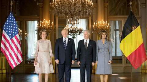 Onsdag solte president Donald Trump og konen Melania Trump seg i glansen av det belgiske kongeparet Philippe og Mathilde i Brussel. Samtidig er budsjettdramaet i Washington i startfasen etter at forslaget til statsbudsjett ble lagt frem tidligere denne uken.