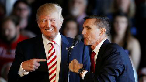 Sikkerhetsrådgiver Michael Flynn langer ut mot Iran. Her med president Donald J. Trump