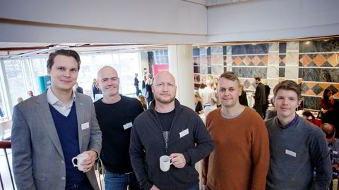 Joakim Eriksen (fra venstre), Lars Erik Obst, Trond Bjelland, Tom Daniel Reiersen og Magnus Dahlberg i Trygg Kurs as er kåret til gasellebedrift for andre år på rad.