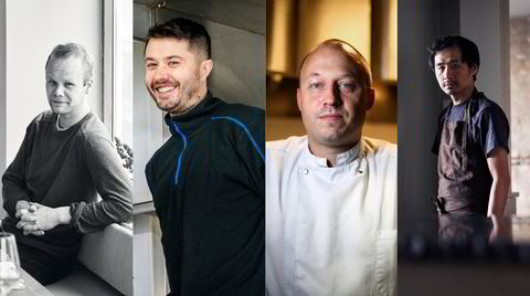 Etter utdelingen kunne Hot Shop, Schlägergården, Hyde og i Oslo, og Lysverket i Bergen skilte med hver sin Michelin-stjerne. Fra venstre: Joe Bøe Klakegg (Hot Shop), Matthew North (Hyde), Cristopher Haatuft (Lysverket) og Björn Svensson (Schlägergården).