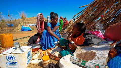 Ethiopiske flyktninger i Um Raquba-leiren i Sudan.