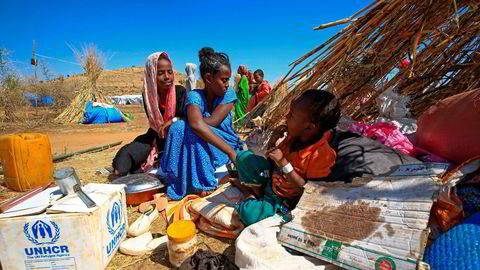 Ethiopiske flyktninger i Um Raquba-leiren i Sudan.