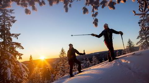 Skogfolk. En drøy mil utenfor bykjernen finner Fredrik Luytkis (foran) og Kristian Kjelman sin egen vei gjennom Oslomarka.