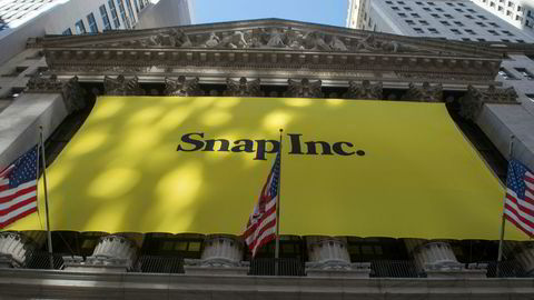 Snapchat-logoen pryder her fasaden på New York-børsen.