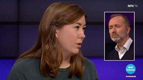 Astrid Hoem og Trond Giske på Debatten på NRK.