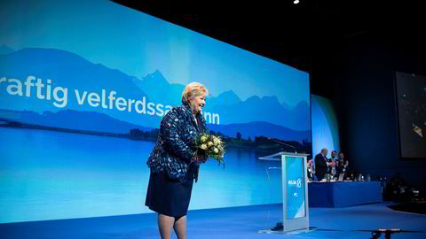 Statsminister Erna Solberg på Høyres landsmøte.