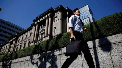 Bank of Japan (avbildet) har steget med 20 prosent på et døgn, det største bykset siden 2016.