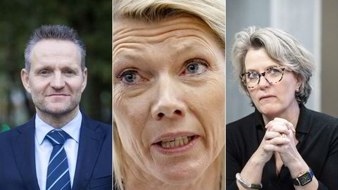 Tre banktopper, fra venstre: Jan Erik Kjerpeseth i Sparebanken Vest, Kjerstin Braathen i DNB og Benedicte Schilbred Fasmer i Sparebank 1 SR-Bank.