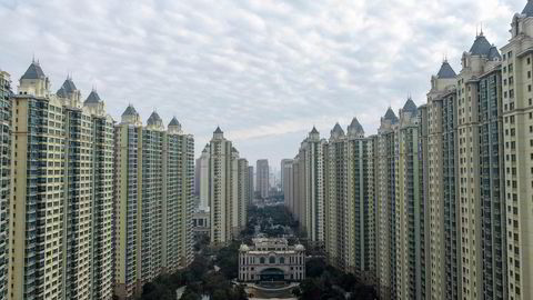 China Evergrande hadde eiendomsprosjekter i nesten alle kinesiske byer. Her fra et stort prosjekt i Huaian i Jiangsu-provinsen.
