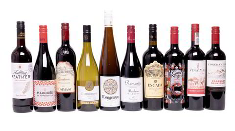 Dette er Vinmonopolets ti mest solgte viner rangert fra venstre mot høyre.