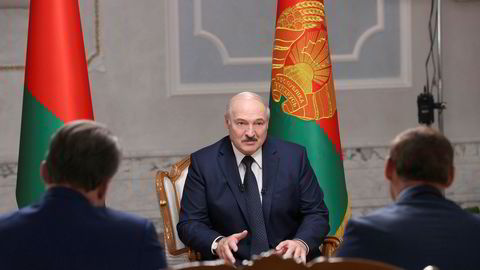 Hviterusslands president Aleksandr Lukasjenko intervjues av russiske medier.
